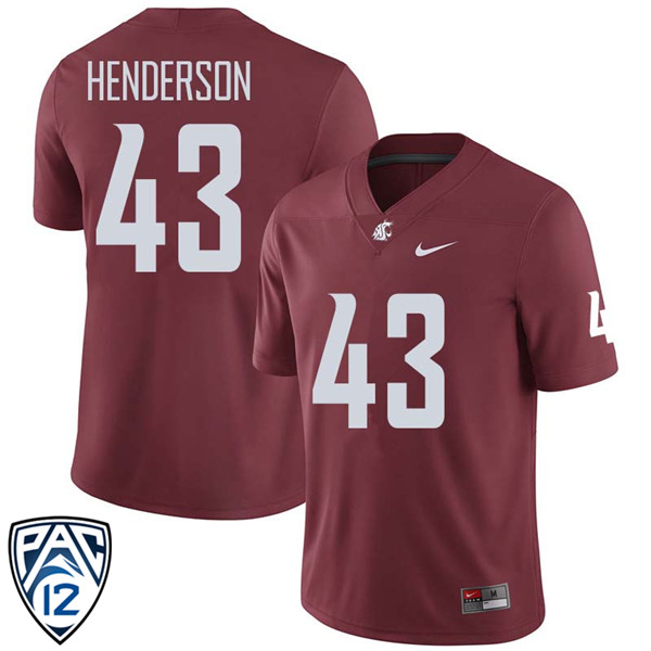 Men #43 Ryan Henderson Washington State Cougars College Football Jerseys Sale-Crimson